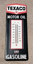 TEXACO Motor oil and Gasoline Thermometer embossed metal Sign The Texas Compstar