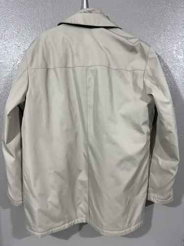 Michael Kors Mens L Tan Light Beige Rain Jacket Snap Zip Front Mid Length Collar - Picture 5 of 13