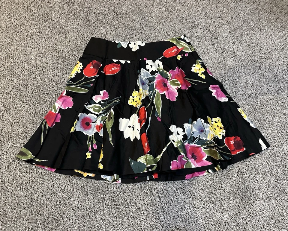 AMERICAN LIVING By RALPH LAUREN Size 10 Black Bright Floral Skirt - Image 2 of 4