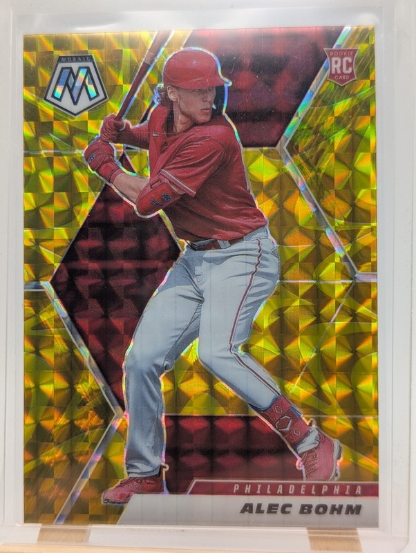 2021 Panini Mosaic Rookie Alec Bohm #220 Reactive Yellow Mosaic Prizm (RC)