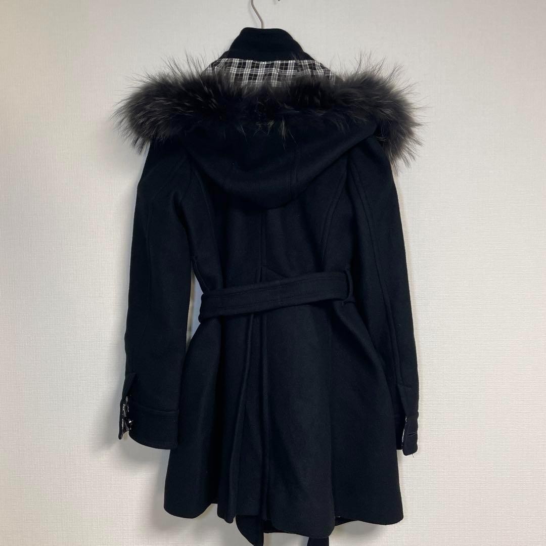 Burberry Pea Coat Black Wool With Check Pattern Size 38 For Women thumbnail 9