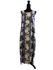 VTG Hilo Hattie Hawaiian Dress Size  16 Blue Pineapple Floral Retro Aloha