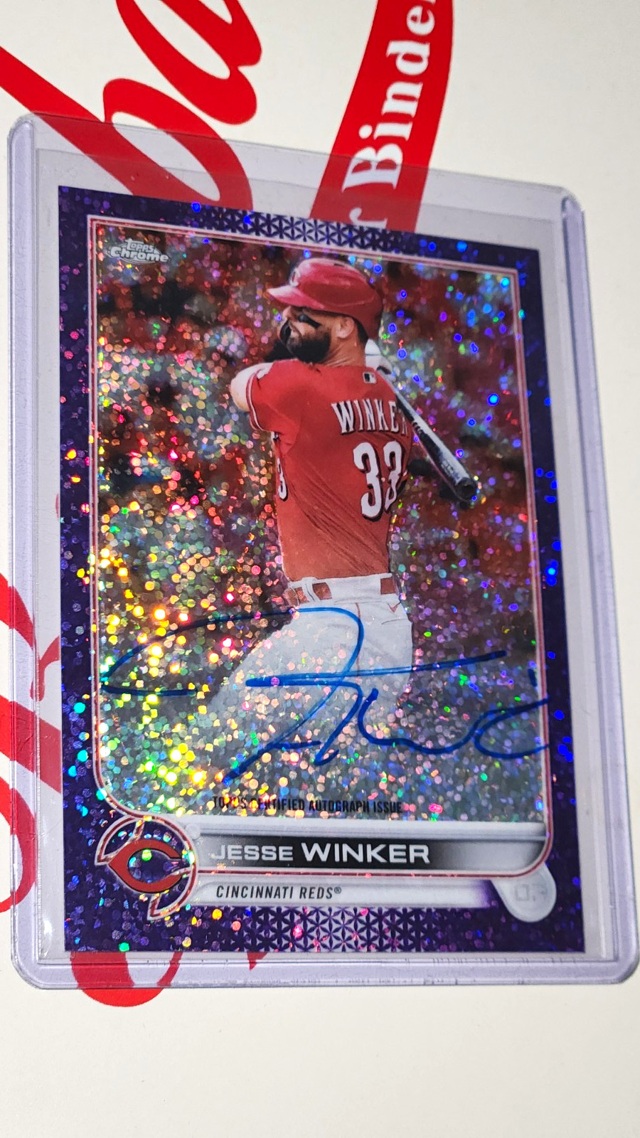 Topps 2022 Topps Chrome Jesse Winker CVA-JWI Purple Speckle Auto /299