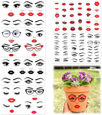 Funny Face Stickers for Crafts - Lips, Mouth, Eyes, Eyebrows Nose Decals - Vin
