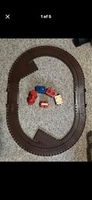 Vintage Plastic train track with wooden cars