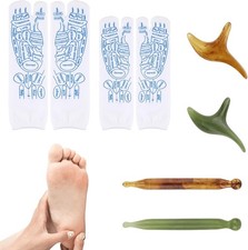2 Pairs Reflexology Socks with 4 Massage Sticks, Foot Massager with Trigger Poin