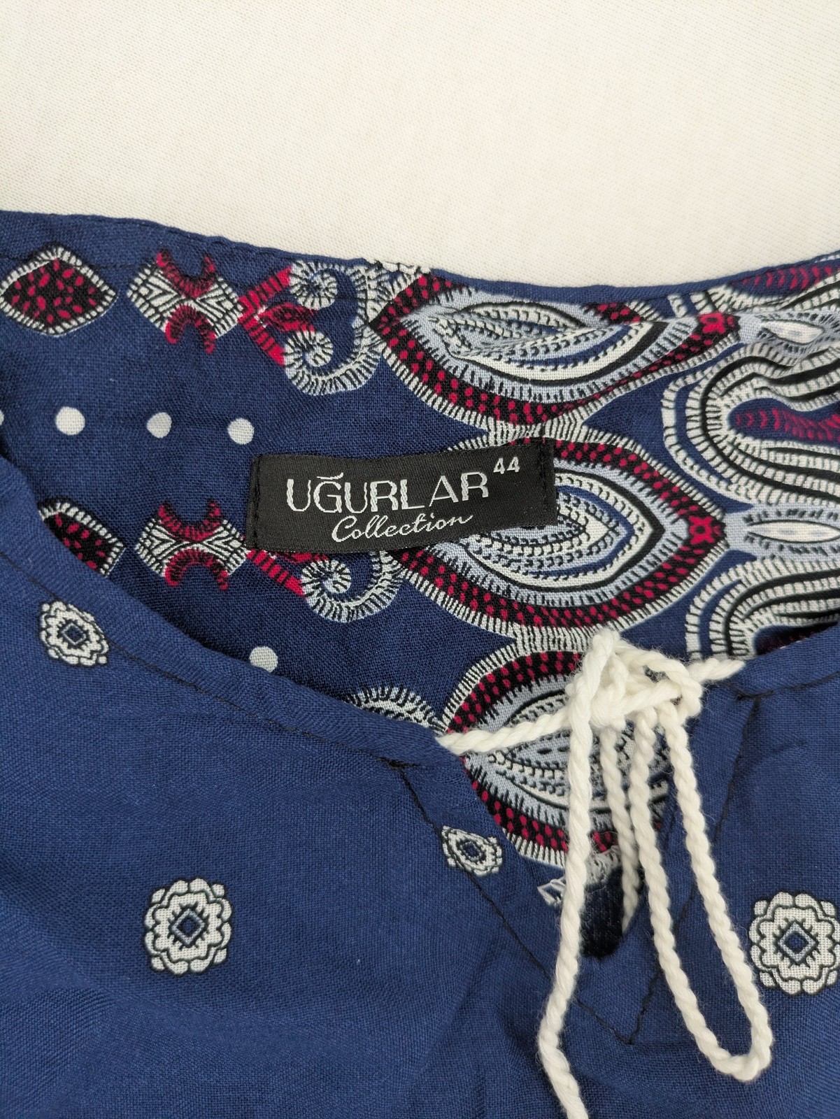 Ugurlar Collection Damen Tunika Kleid Gr 44 Blau Bunt Langarm Boho Ethno Muster image 6
