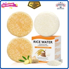 Rice Water Shampoo Bars and Conditioner Set for Hair Growth Nature Organic Ging