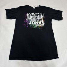 Jonas Brothers 2008 The Burning Up Tour Tshirt Black Graphic Tee SIze S