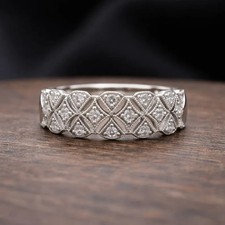 Antique Sterling Silver Round Cut lab created Wedding Band, Beautiful  Ring