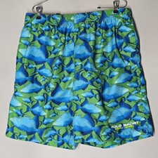 Polo Sport Ralph Lauren Swim Trunks Men's XL Blue Fish Print Mesh Lined Shorts