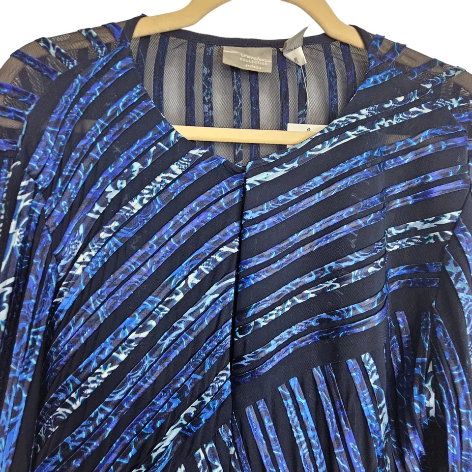 Chico's Jacket Zip Up Jacket Auden Striped Jacket Mesh Jacket Women 2 Blue NEW - Image 2 of 4