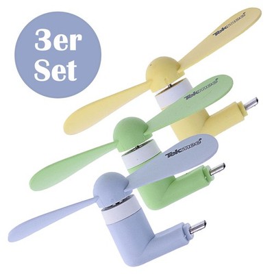3er Set Mini Ventilator für Smartphone Kompatibel mit Lightning iPhone 5,6,7,8,X