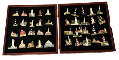 Willabee & Ward - Lighthouse 41 Pin Collection & Cards Wood Box