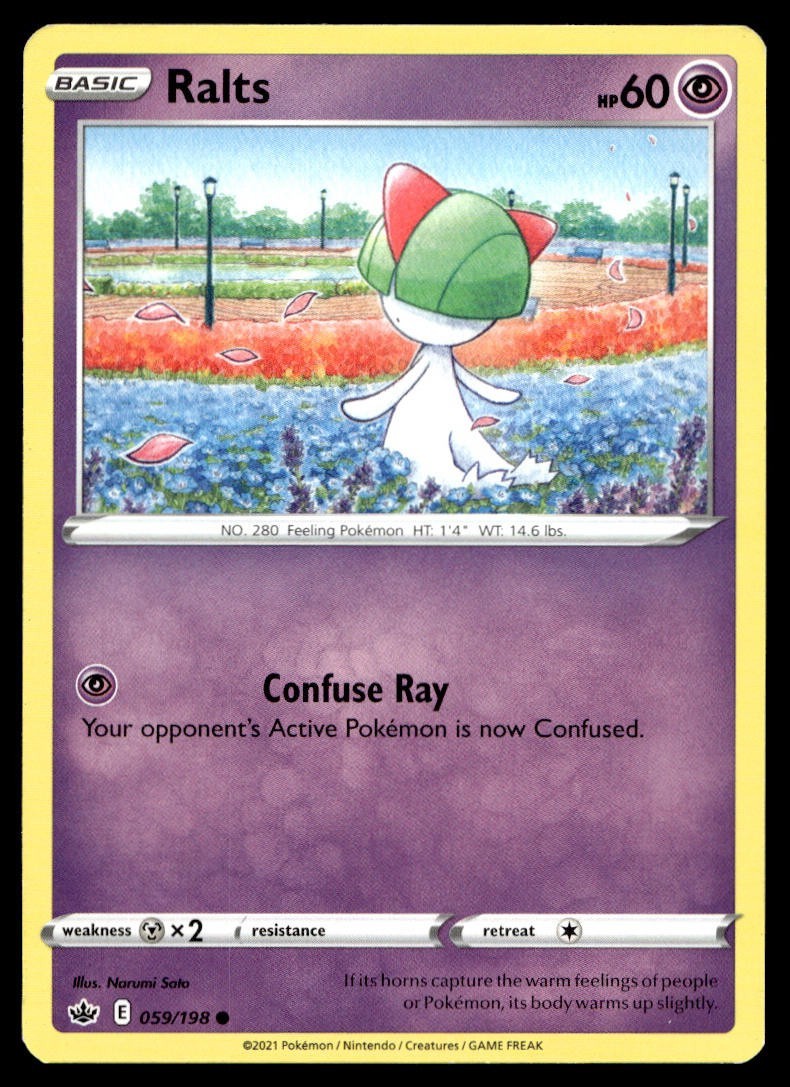 Ralts 59/198 Pokemon Card Chilling Reign Common 60 HP Lightly Played YQ