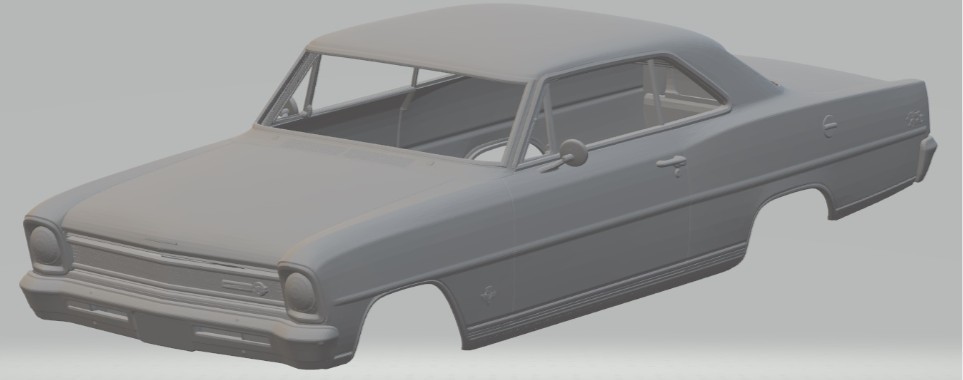 Resin 3D Printed 1/24 - 1/64 Scale Chevrolet Nova II 1966 Car Body
