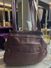 Vintage Genuine Leather Dark Brown Hobo Shoulder Bag Purse, Multi Pocket Zip
