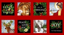 Peace on Earth Christmas Holiday Fabric Panel ~ 24" x 44" ~ Christian, Religious