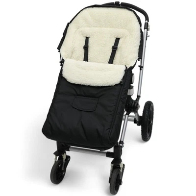OLO NATURAL Sheep WOOL Footmuff Cosy toes fits BUGABOO Pushchairs Prams black