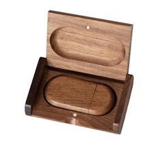 64GB USB3.0 Oval Wood Flash Drive Box, FEWINA Wooden USB 64GB-3.0, Walnut
