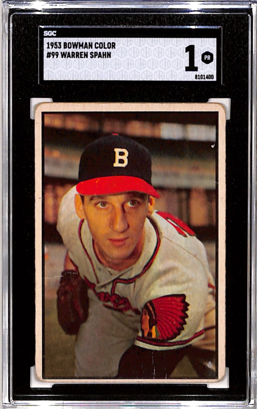 Warren Spahn 1953 Bowman Color #99 SGC 1 PR HOF Milwaukee Braves