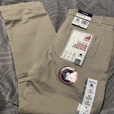 New With Tags IZOD Khaki FLAT FRONT STRETCH UNIFORM PANT 12 Huskey