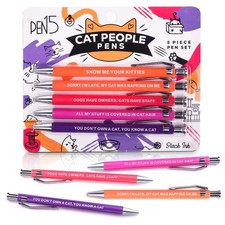 Funny Cat Pens 5-Pack Set, Black Ink Ballpoint Pens with Sarcastic Sayings fo...