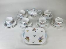 Vintage Shelley "Wild Flowers"  Tea Pot, 6 teacups, saucers, plates, Set