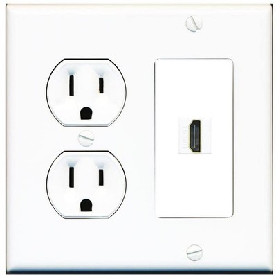 RiteAV Custom HDMI Wall Plate 1 Port - Round Outlet [White/White] White/White