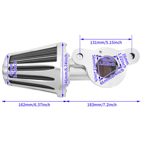 Chrome Cone Air Filter Gray Intake For Harley Sportster XL Iron 883 1200 04-2022 - Picture 4 of 13