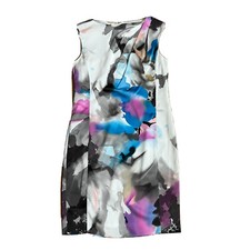 Ann Taylor Sleeveless Watercolor Sheath Dress Pastel Sz 6 Purple Blue White