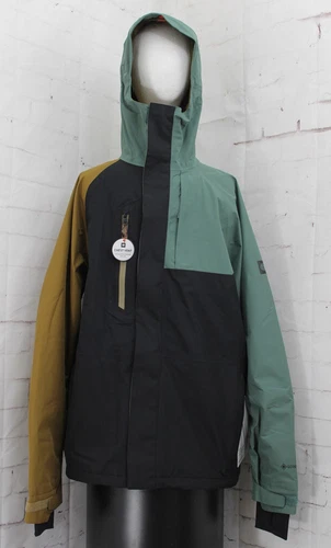 686 GoreTex Core Shell Snowboard Jacket Men's Large Cypress Green Colorblock New