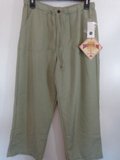 Caribbean Joe Pants Women's M Green Draw String Cropped New With Tags