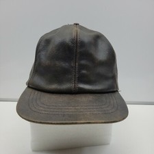 Vtg Cabela's Sidney Genuine Leather USA Made Strapback Hunting Cap Hat