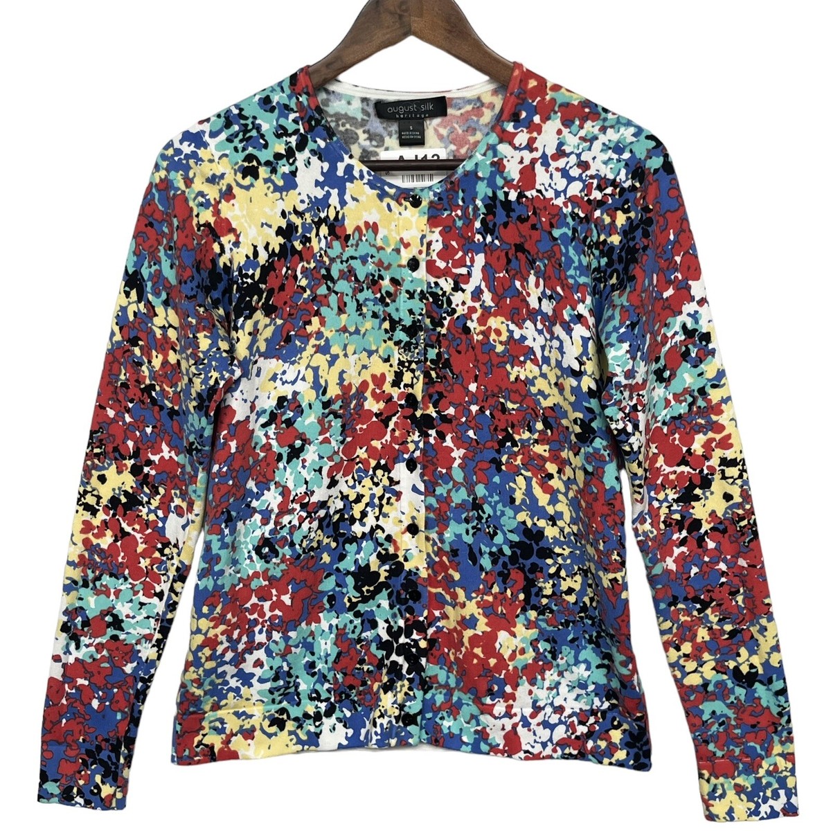 August Silk Heritage Button Front Cardigan Women Size S Multicolor 