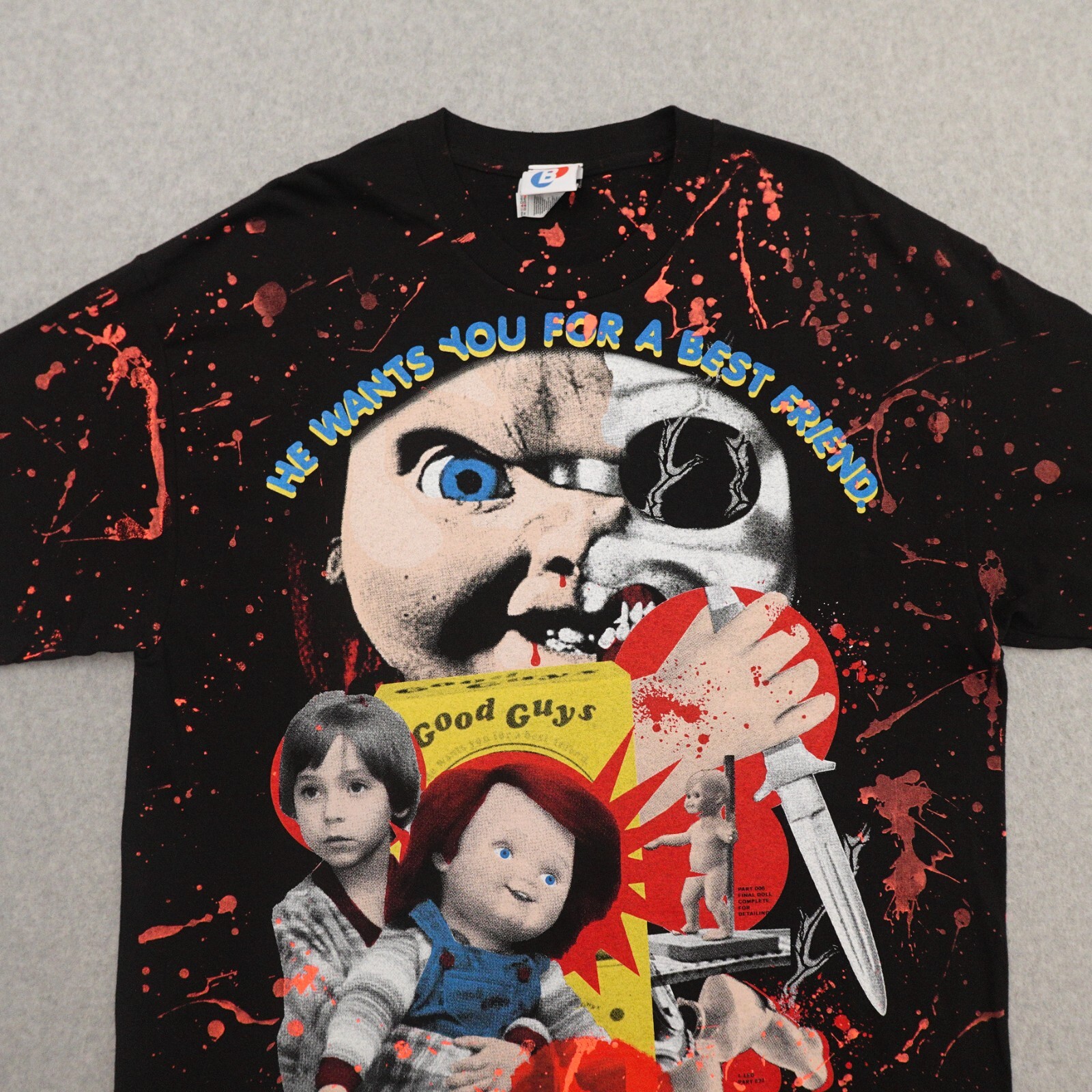 NEW Backstock Co Childs Play 2 Tshirt Adult XL (23X30) Chucky ALL OVER PRINT image 7