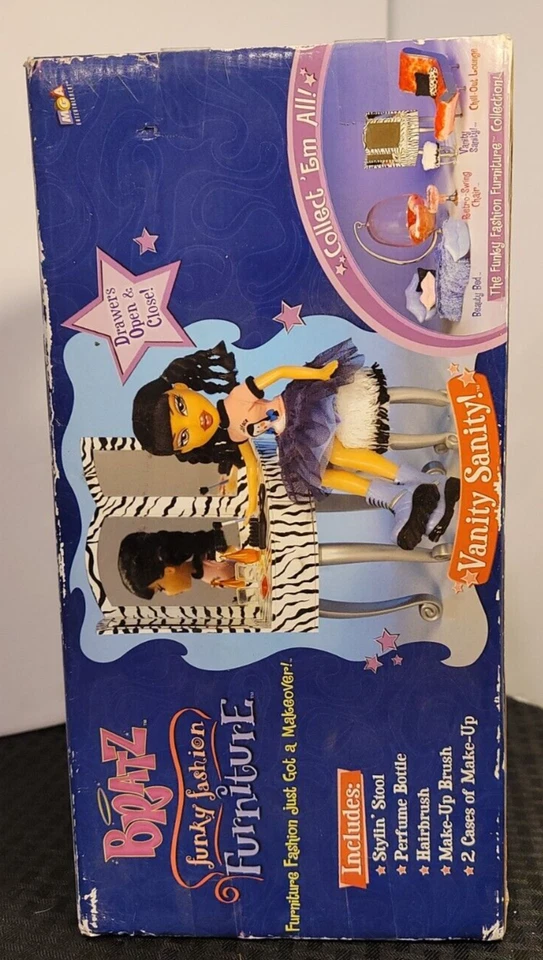 Bratz VANITY SANITY 带玉娃娃时髦时尚家具 NRFB 斑马毛皮椅 — 第 3/4 张图片