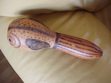 VTG Peru Carved Gourd Percussion Shaker Folk Art Fish Signed Bertha Medina