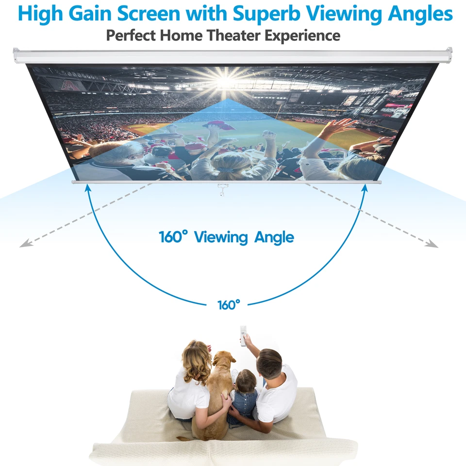120'' Projector Screen Projection Screen Manual Pull Down HD Screen 1:1 Format - Image 3 of 4