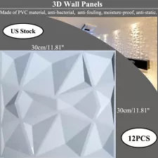 12PCS Art 3D Decorative White Wall Panels Luxury Diamond Design Ceiling 30×30cm