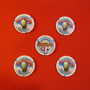 Paulson 5 $1 Poker Chips from   "The Silverado Casino" in Deadwood, South Dakota