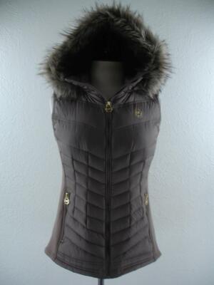 Michael Kors Fur Trimmed Hooded Vest Women's Sz S Michael Kors