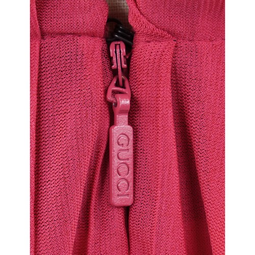 L NEW $2,500 GUCCI Pink PLISSE' Jersey BLACK SHEER LACE KEYHOLE BACK Sexy DRESS - Picture 9 of 12