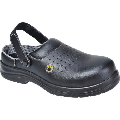 Portwest Compositelite ESD Perforated Safety Clogs Black Size 10 - Afbeelding 1 van 1