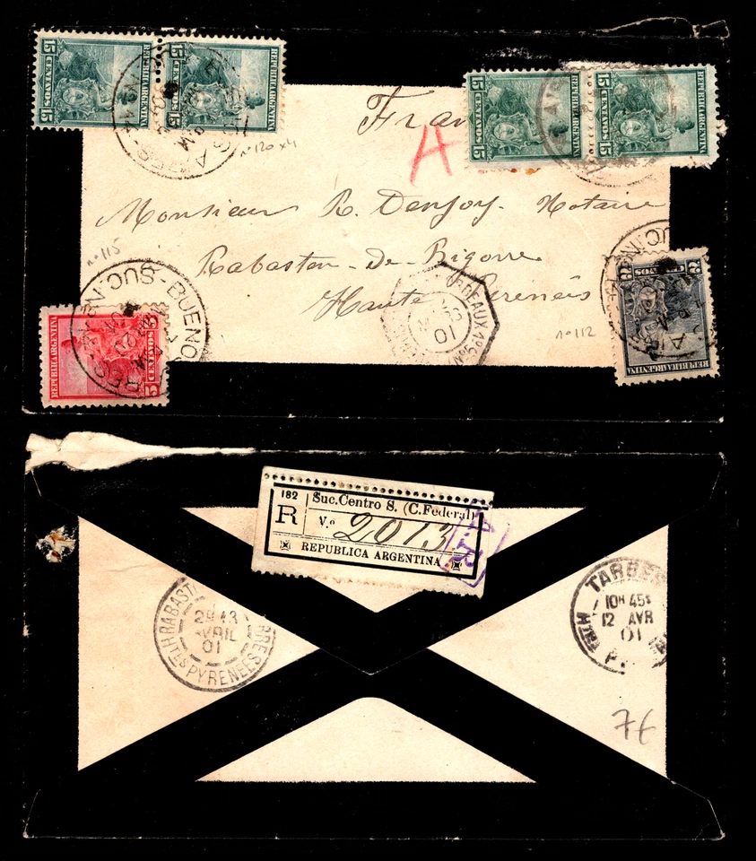 ROYAUME UNI : 6 Timbres n°32 sur Enveloppe de Buenos Aeres / Lot ETRANGER - Photo 1/1