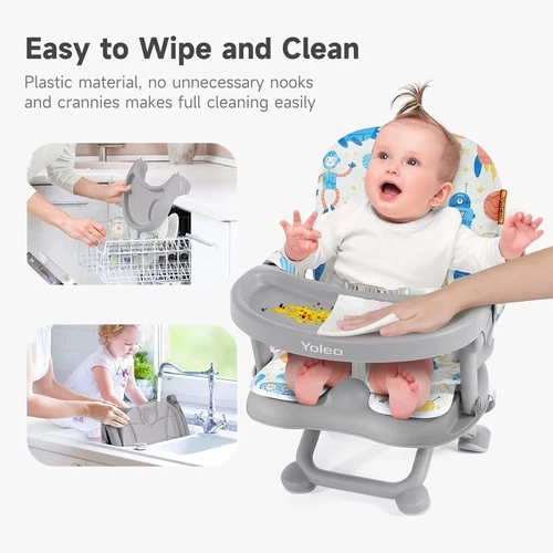 Travel Booster Seat w/ Tray Adjustable Folding High Chair Children Baby Armchair - Picture 20 of 78