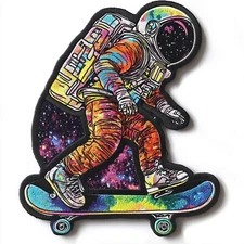 Cosmic Skater Astronaut Patch Iron-on Applique Colorful Cool Space Retro Decor