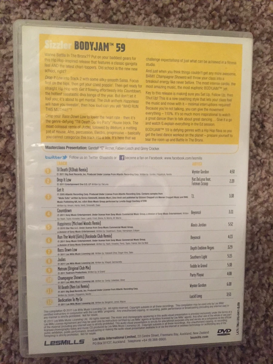 Les Mills BODYJAM 59 DVD, CD, Notes body jam