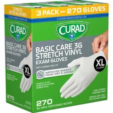 Curad Basic Care 3G Vinyl Exam Gloves, X-Large, 300 ct