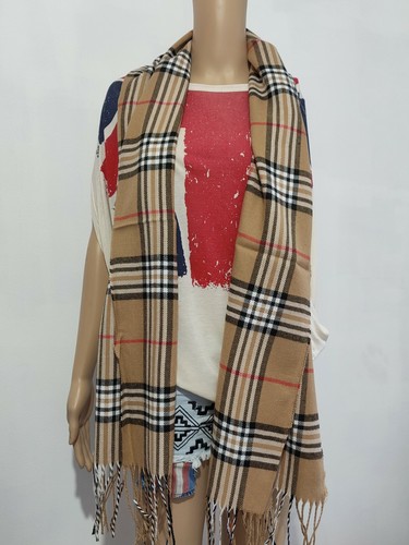 Rainbow Checked Men Ladies Women Unisex Classic Tartan Tassel Scarf UK - Picture 23 of 122